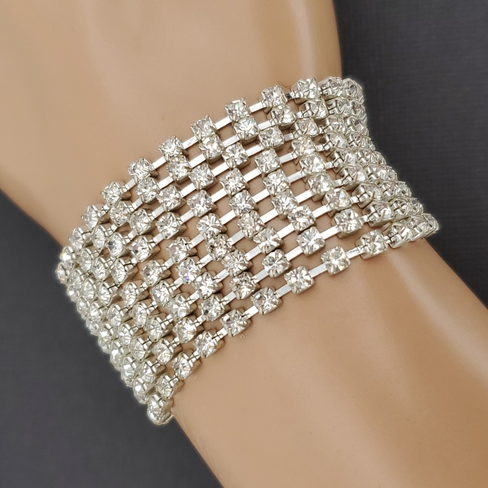 Vintage Multi Strand Rhinestone Bracelet